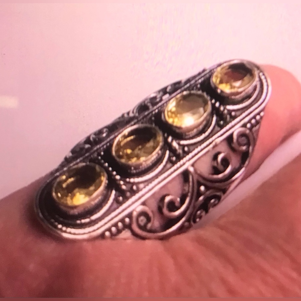 Citrine Stamped 925 Sterling Silver Ring